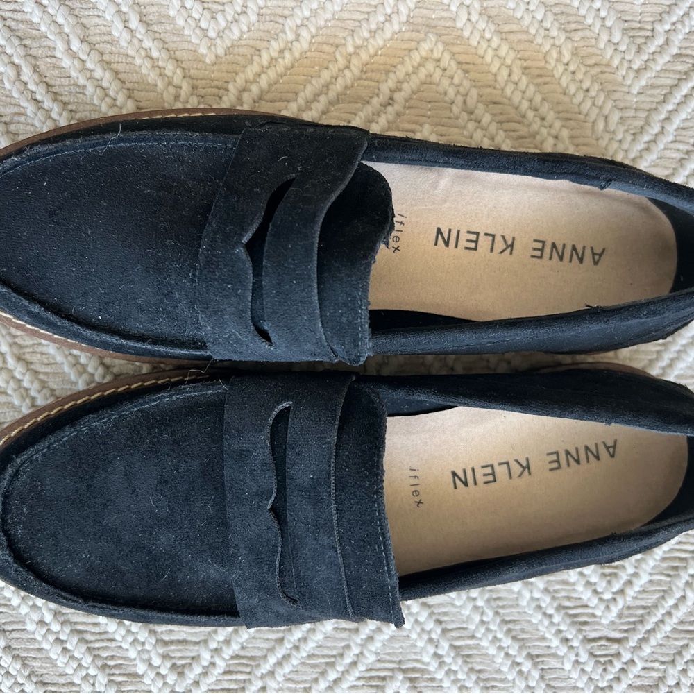 Anne Klein Black Flats Classic Loafers